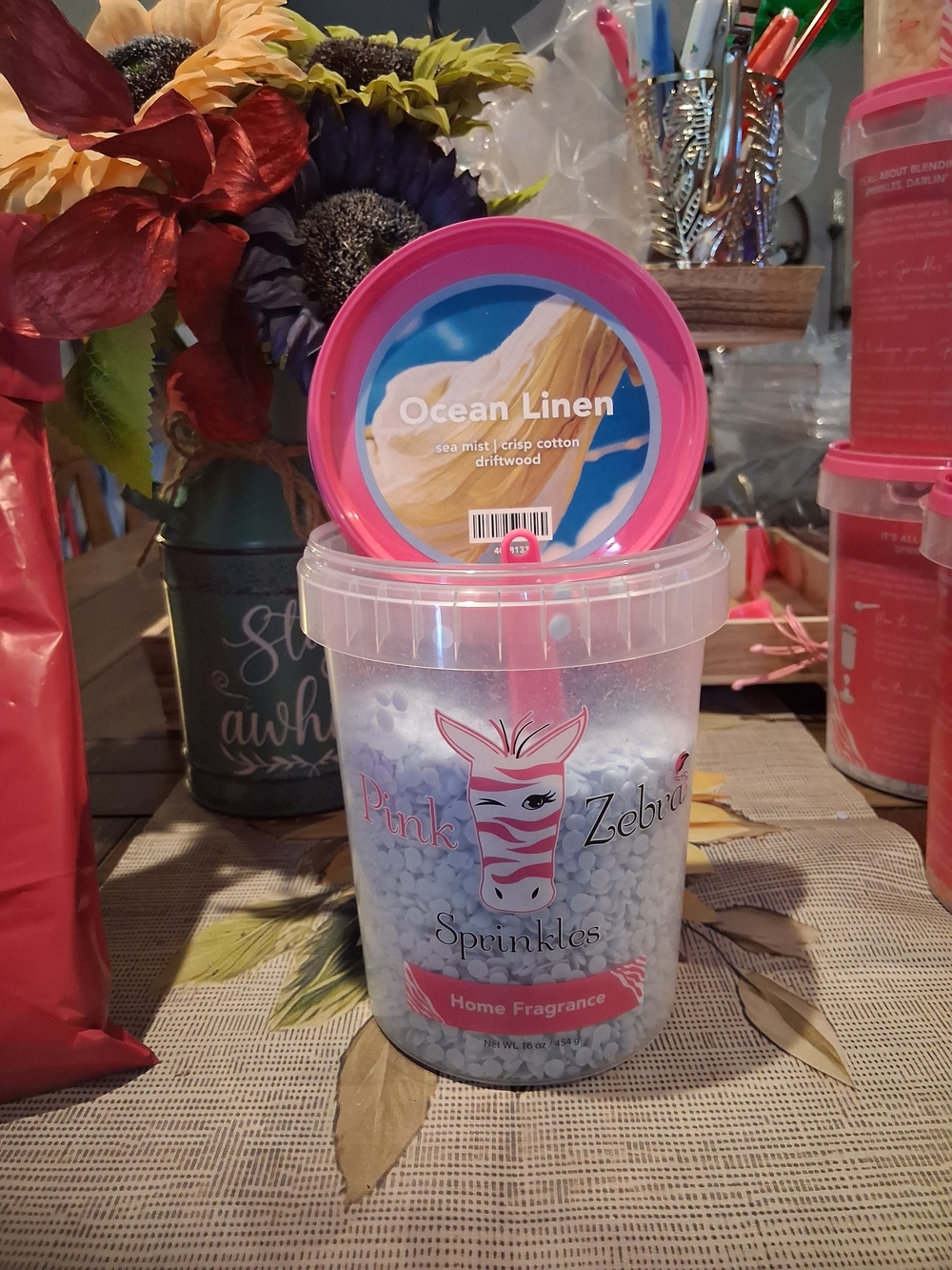 Pink Zebra Ocean Linen Sprinkles - Pink & Blue